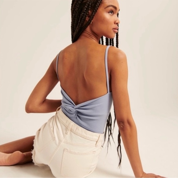 White Abercrombie Ribbed Open Back Bodysuit - Picture 2 of 5